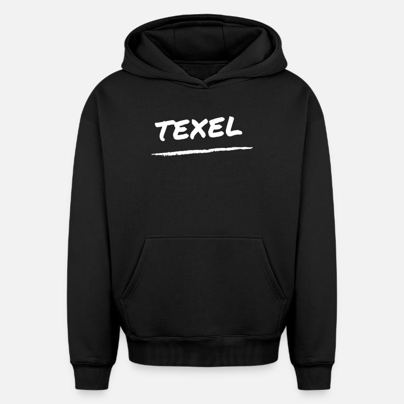 Lettrage Texel - Sweat à capuche unisexe oversize épais SPREAD - noir