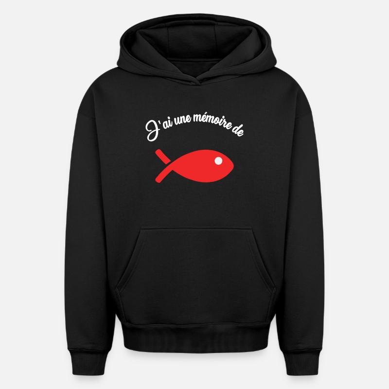 POISSON. HUMOUR - Sweat à capuche unisexe oversize épais SPREAD - noir