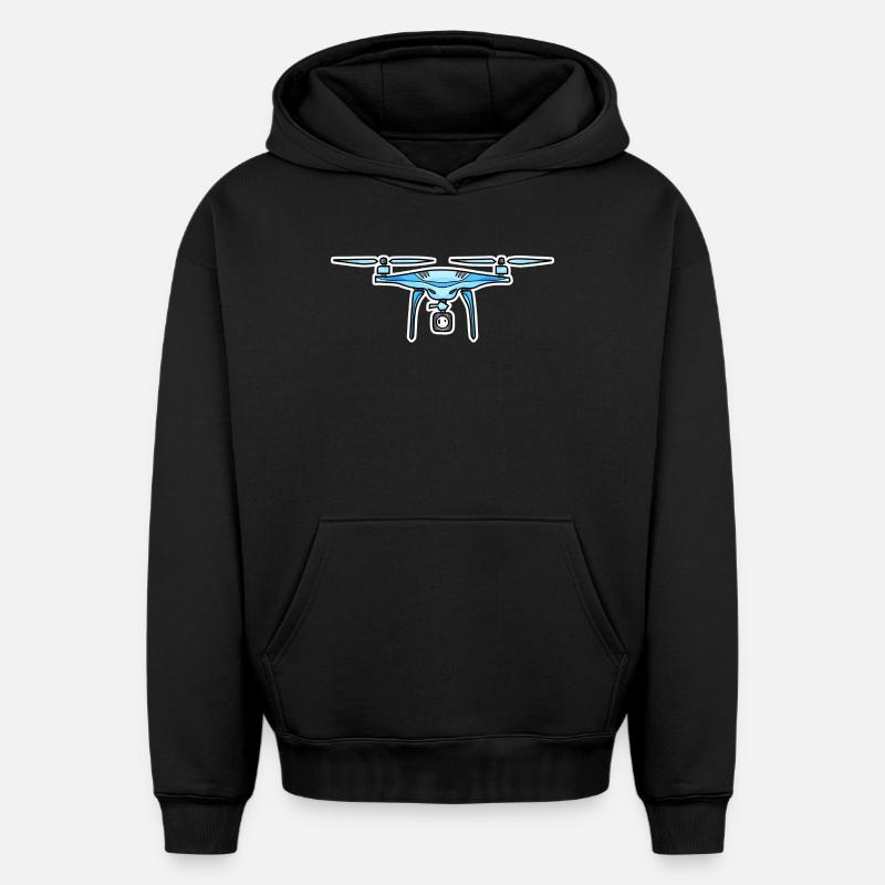 Drone Drone Drones - Sweat à capuche unisexe oversize épais SPREAD - noir