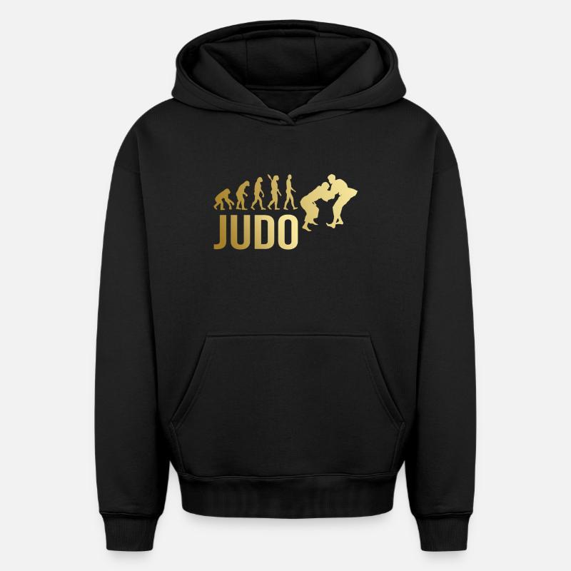 Judo Evolution - Oversized Heavyweight Unisex Hoodie - Schwarz