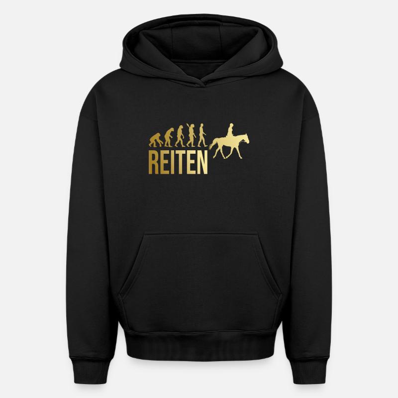 Reiten Evolution - Oversized Heavyweight Unisex Hoodie - Schwarz