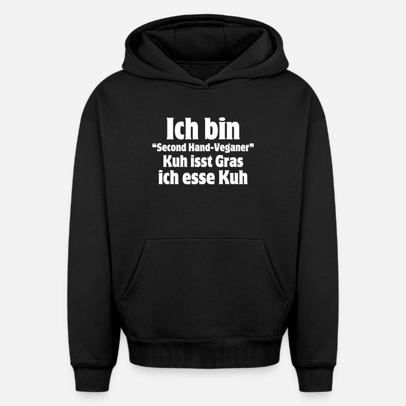 végan, végane, veganer, végétarien - Sweat à capuche unisexe oversize épais SPREAD - noir
