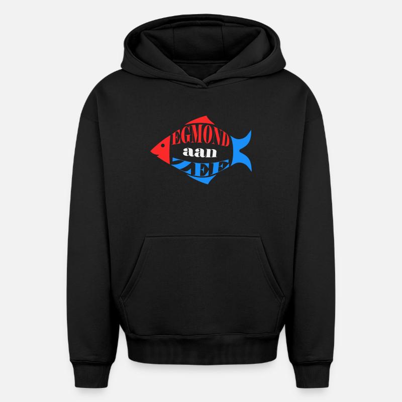 Egmond aan zee - Sweat à capuche unisexe oversize épais SPREAD - noir