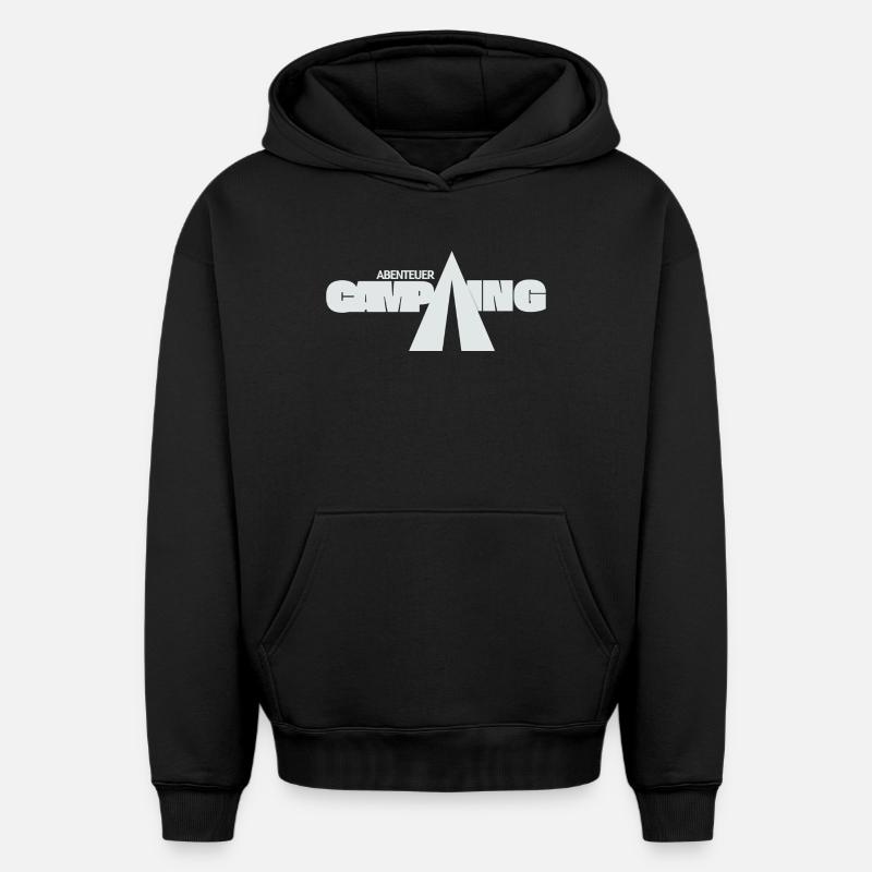 Camping d’aventure - Sweat à capuche unisexe oversize épais SPREAD - noir