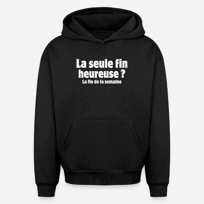 travail, travailler, week-end - Sweat à capuche unisexe oversize épais SPREAD - noir