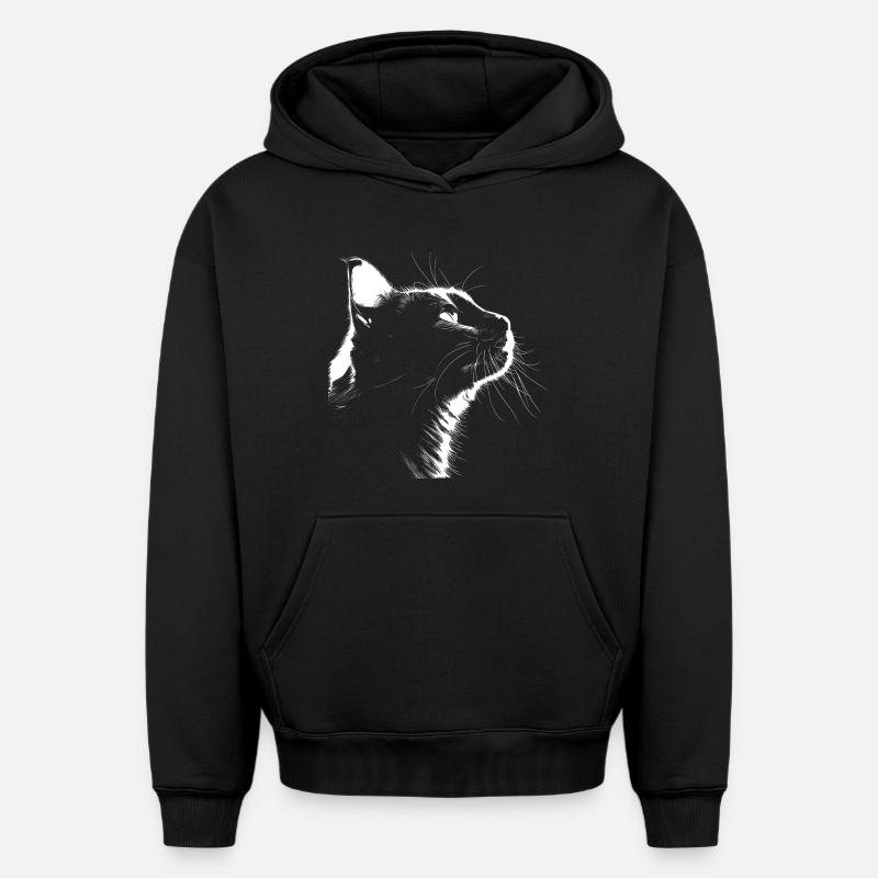 Silhouette Chat - Sweat à capuche unisexe oversize épais SPREAD - noir