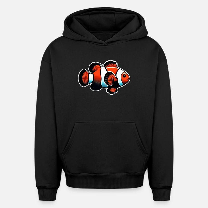 Poisson-clown - Sweat à capuche unisexe oversize épais SPREAD - noir