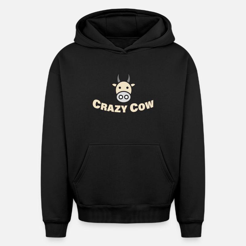 VACHE FOLE - Sweat à capuche unisexe oversize épais SPREAD - noir