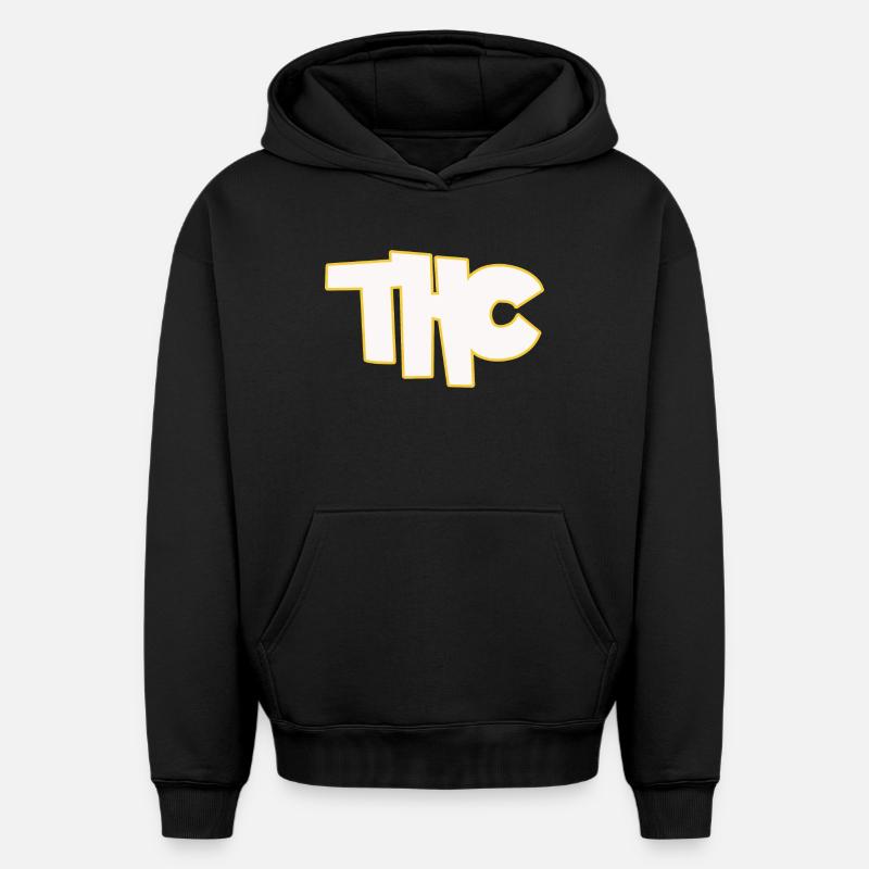 THC - Sweat à capuche unisexe oversize épais SPREAD - noir