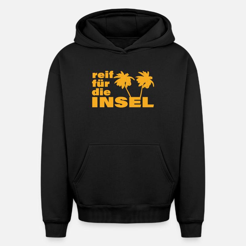 PRÊT POUR L’ÎLE - Sweat à capuche unisexe oversize épais SPREAD - noir