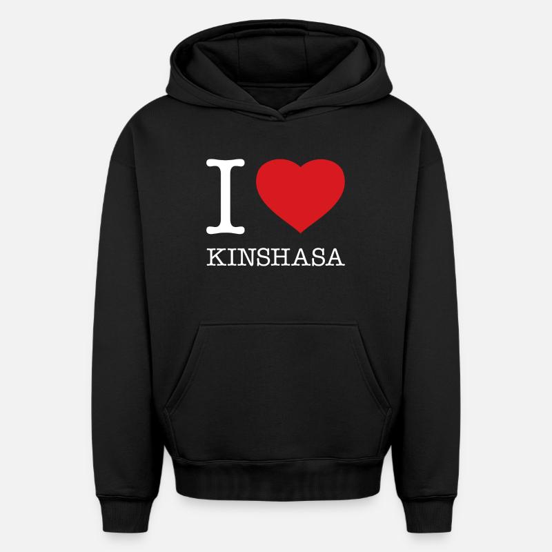 J’AIME KINSHASA Congo Kongo - Sweat à capuche unisexe oversize épais SPREAD - noir