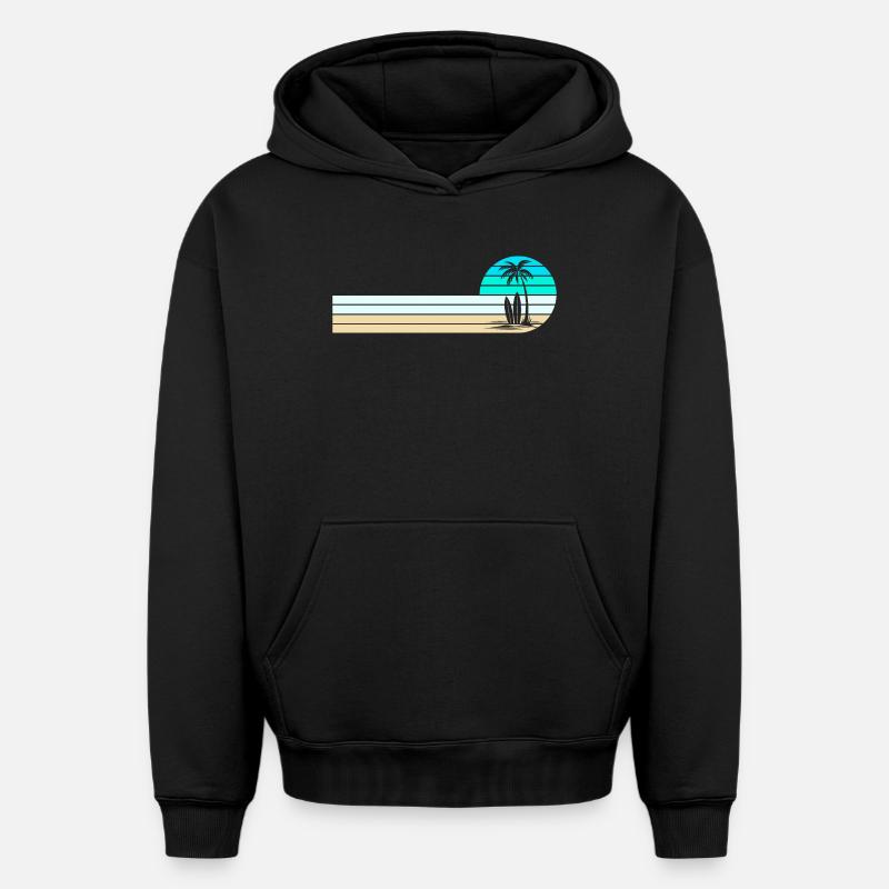 Horizon de la plage - Sweat à capuche unisexe oversize épais SPREAD - noir
