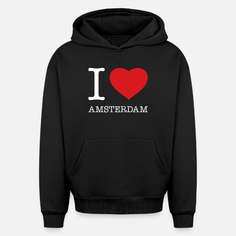 J’ADORE AMSTERDAM - Sweat à capuche unisexe oversize épais SPREAD - noir