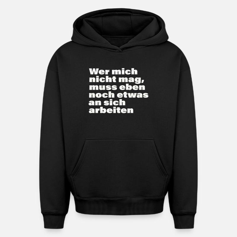 QUI NE M’AIME PAS - Sweat à capuche unisexe oversize épais SPREAD - noir