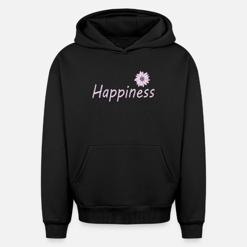 Bonheur - Sweat à capuche unisexe oversize épais SPREAD - noir