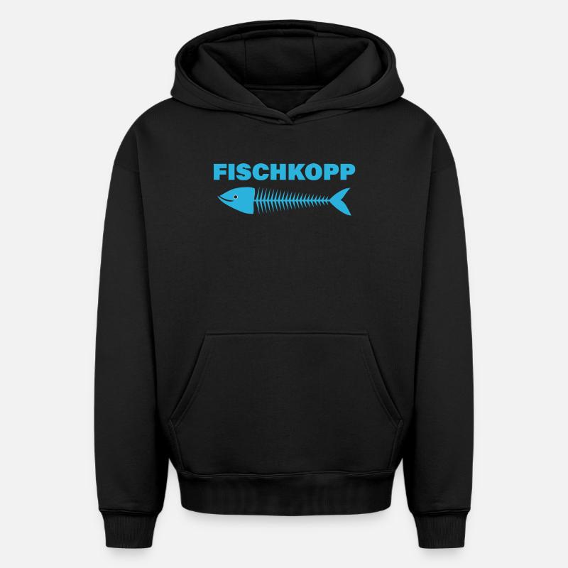 FISCHKOPP - Sweat à capuche unisexe oversize épais SPREAD - noir