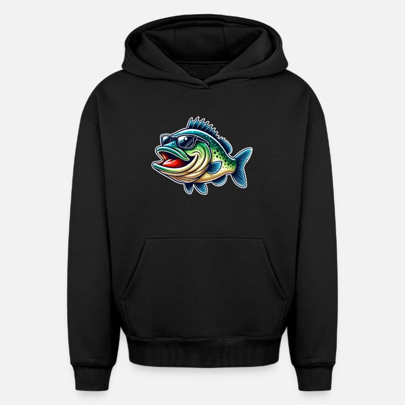 Pêche à la perche - Sweat à capuche unisexe oversize épais SPREAD - noir
