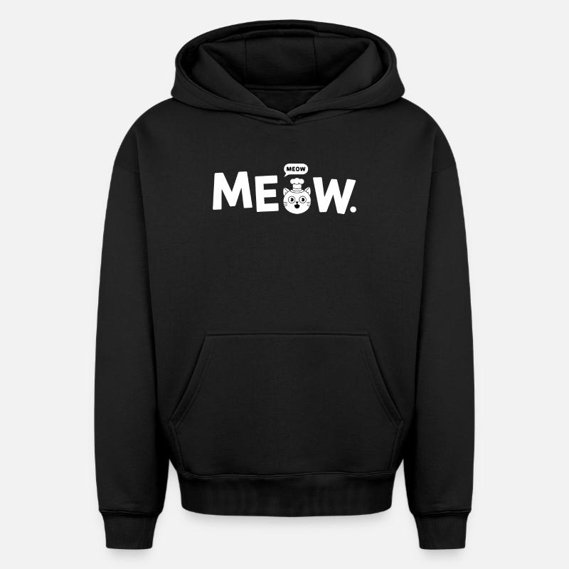 Miaou Chef Chat - Sweat à capuche unisexe oversize épais SPREAD - noir