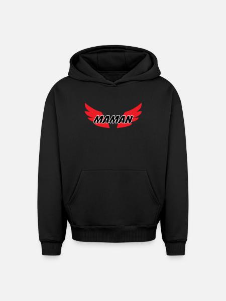 Maman d'Amour - Mother's Day - Oversized Heavyweight Unisex Hoodie - black