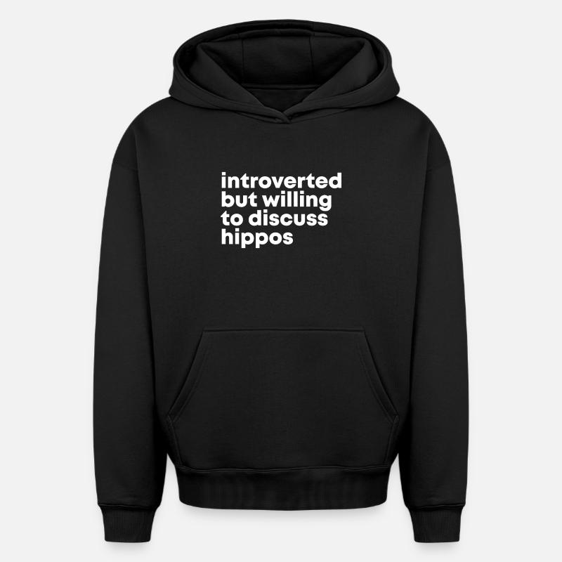 hippopotame - Sweat à capuche unisexe oversize épais SPREAD - noir