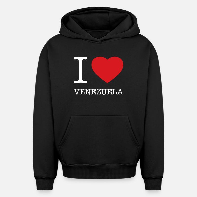 J’ADORE VENEZUELA - Sweat à capuche unisexe oversize épais SPREAD - noir