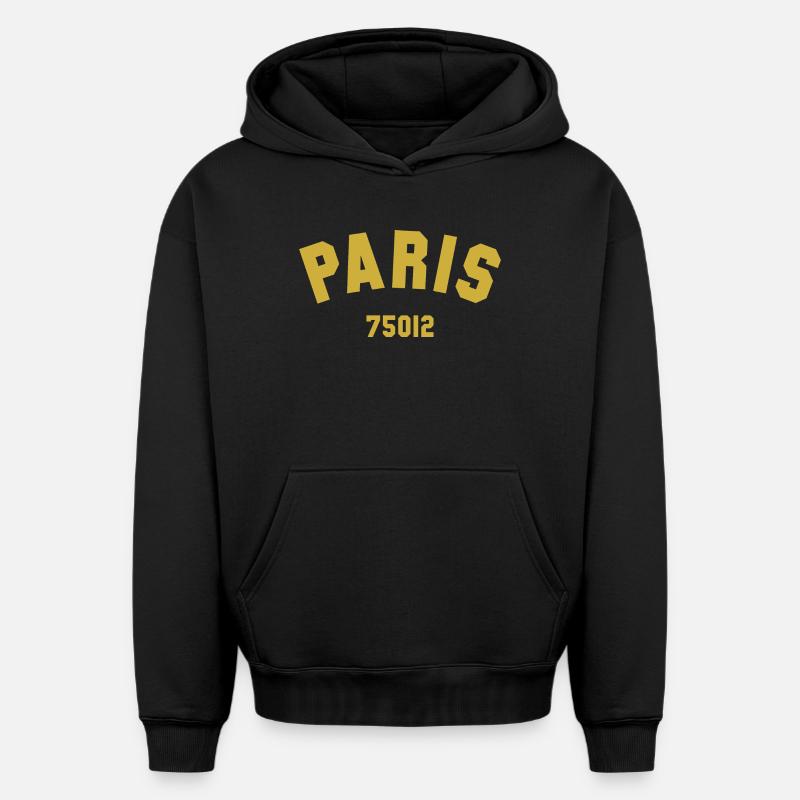 12e arrondissement de PARIS - Sweat à capuche unisexe oversize épais SPREAD - noir