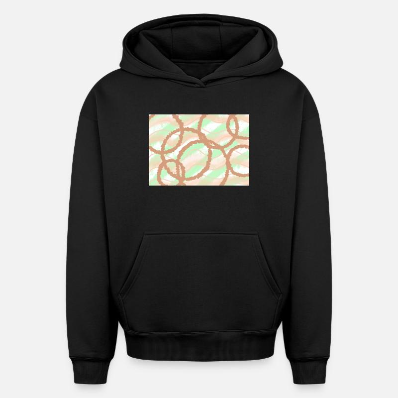 Fond de cercles bruns - Sweat à capuche unisexe oversize épais SPREAD - noir