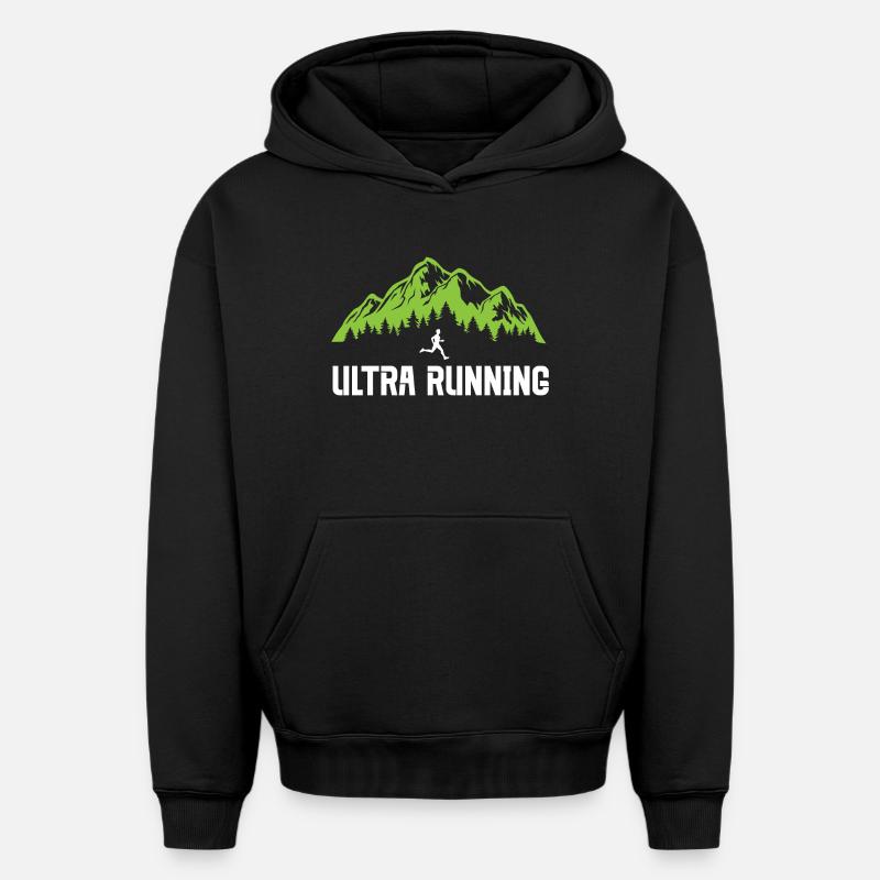 Course sur sentier - Sweat à capuche unisexe oversize épais SPREAD - noir