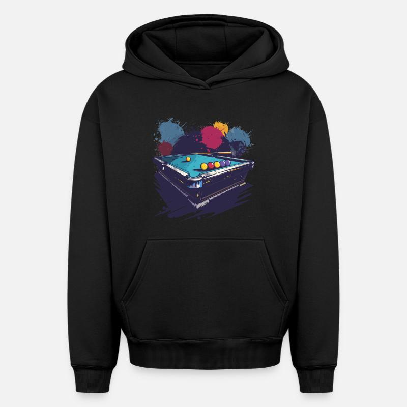 Graphismes de billard - Sweat à capuche unisexe oversize épais SPREAD - noir