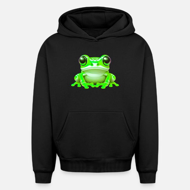 Grenouille - Sweat à capuche unisexe oversize épais SPREAD - noir
