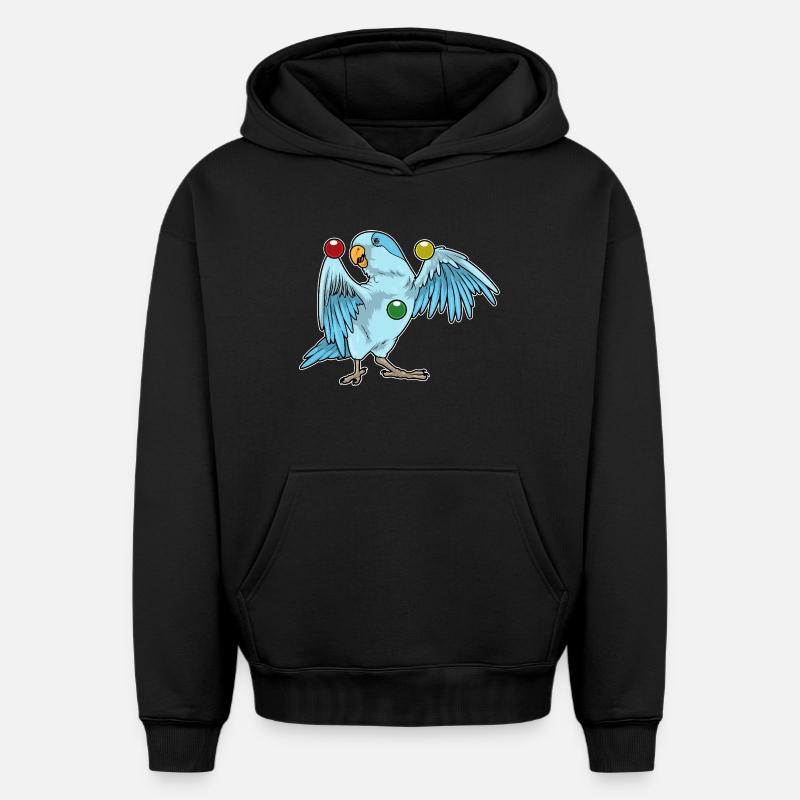Jongleur perroquet jonglant - Sweat à capuche unisexe oversize épais SPREAD - noir