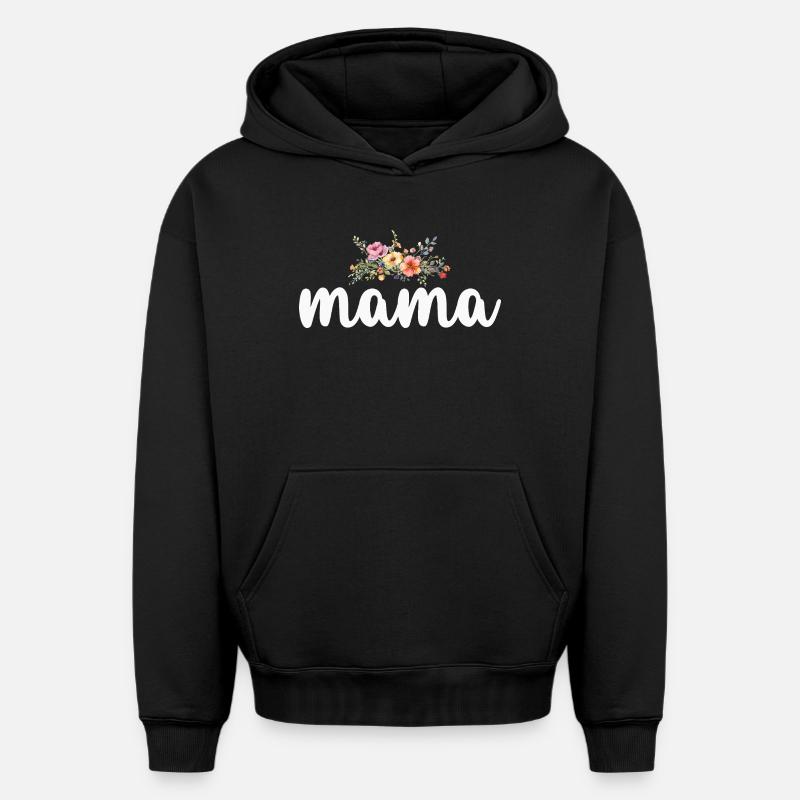 Maman Maman - Sweat à capuche unisexe oversize épais SPREAD - noir
