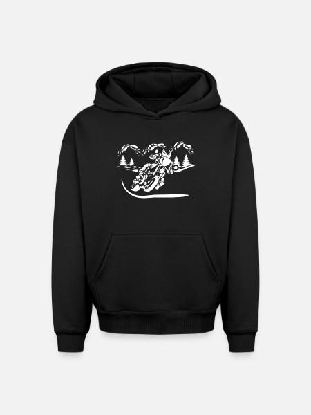 Motorrad Waldsilhouette - Oversized Heavyweight Unisex Hoodie - Schwarz