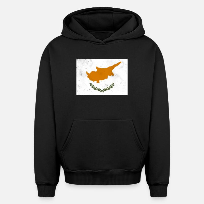 Drapeau de Chypre - Sweat à capuche unisexe oversize épais SPREAD - noir