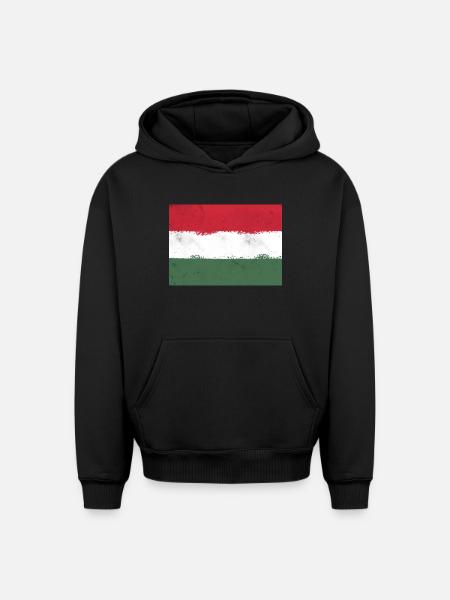 Flag of Hungary - Oversized Heavyweight Unisex Hoodie - black