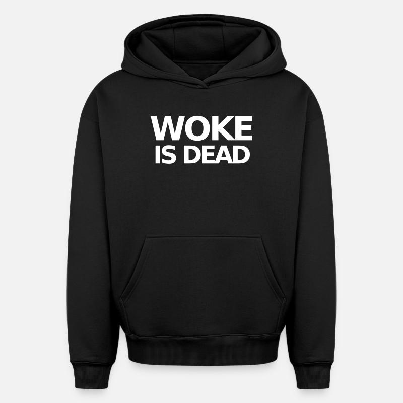 Woke is Dead Statement - Sweat à capuche unisexe oversize épais SPREAD - noir