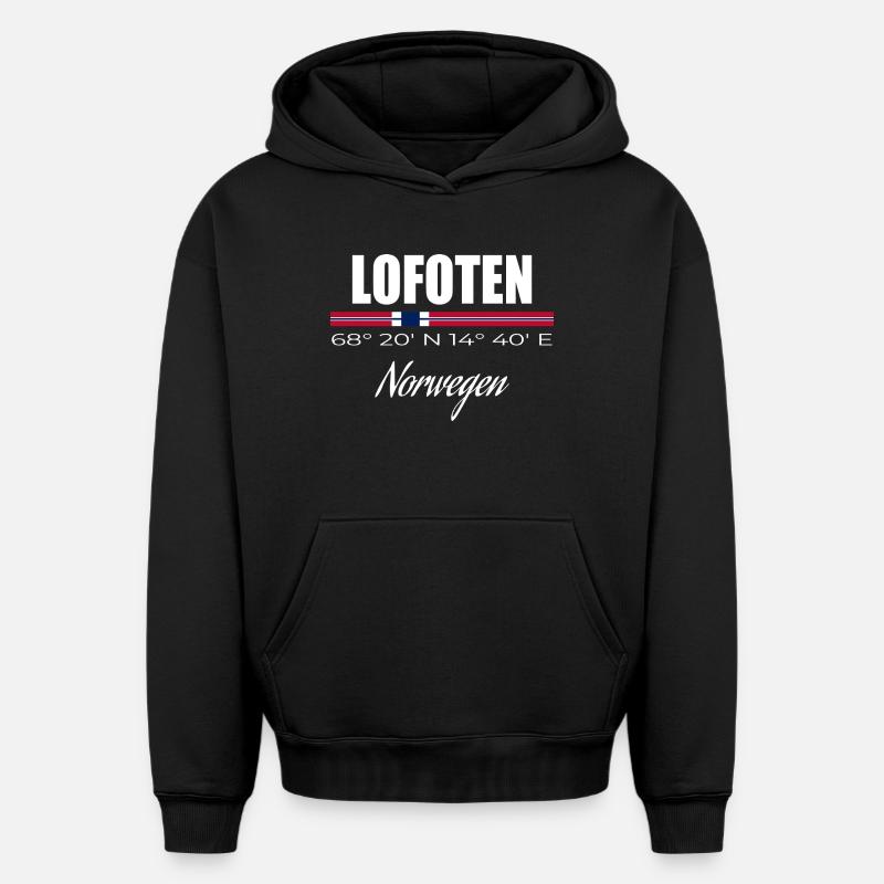 Lofoten - Sweat à capuche unisexe oversize épais SPREAD - noir