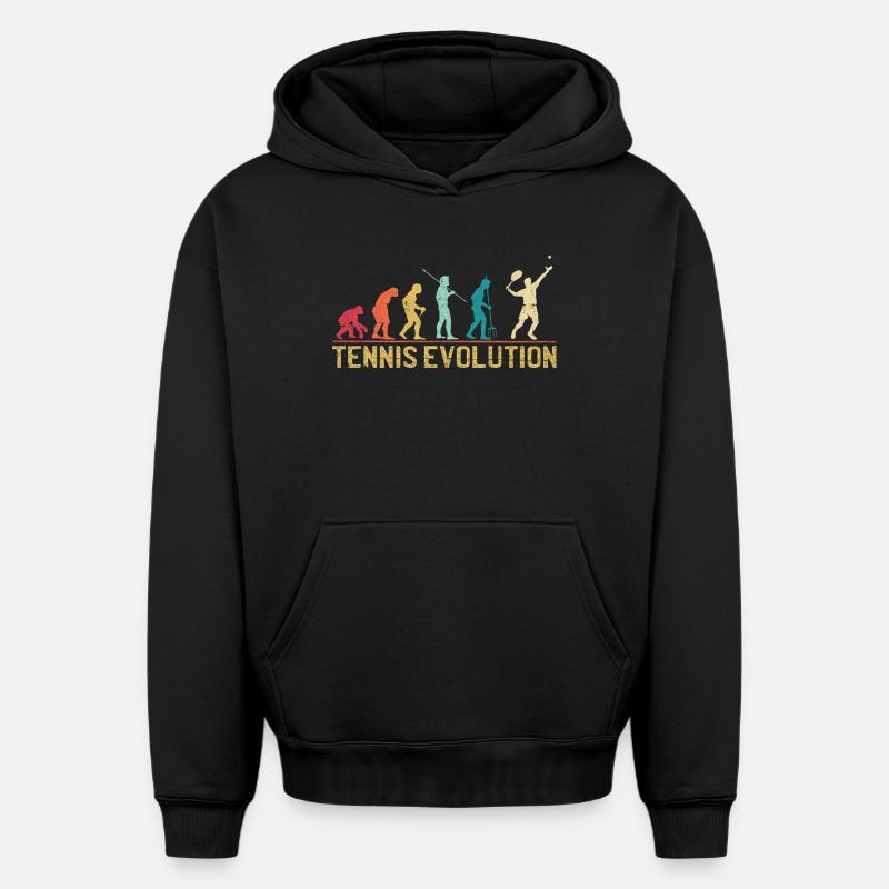 Tennis Evolution Evolution Conception graphique - Sweat à capuche unisexe oversize épais SPREAD - noir