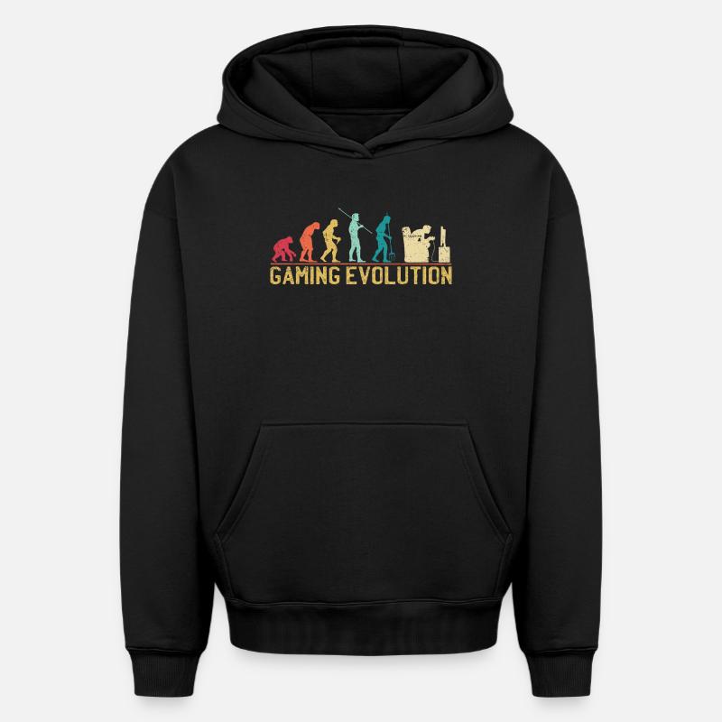 Gaming Evolution Artwork - Oversized Heavyweight Unisex Hoodie - black