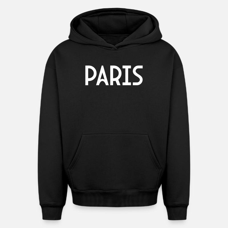 Paris - Sweat à capuche unisexe oversize épais SPREAD - noir