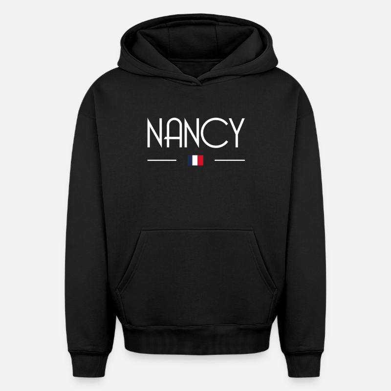 Nancy - Sweat à capuche unisexe oversize épais SPREAD - noir