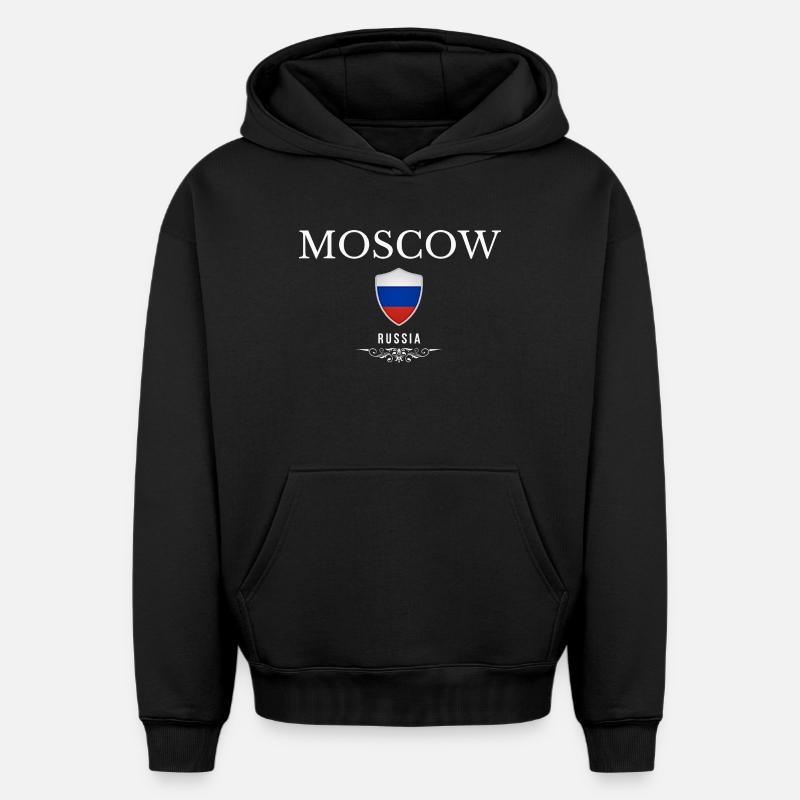 Moscou Russie, souvenir Moscou - Sweat à capuche unisexe oversize épais SPREAD - noir