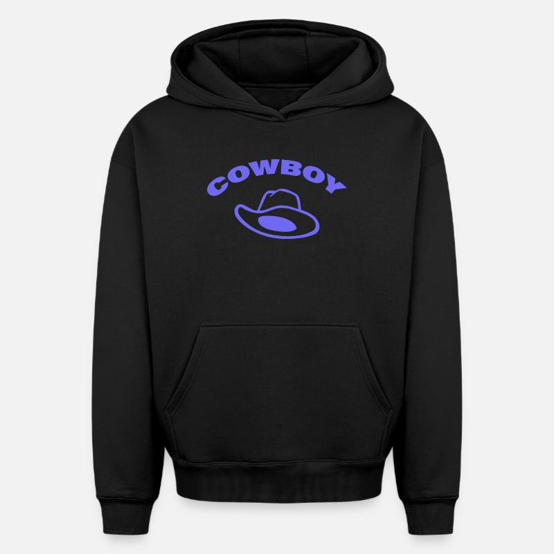 Cow-boy - Sweat à capuche unisexe oversize épais SPREAD - noir