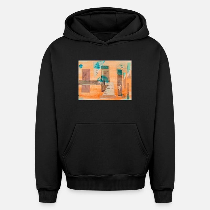 collage - Sweat à capuche unisexe oversize épais SPREAD - noir