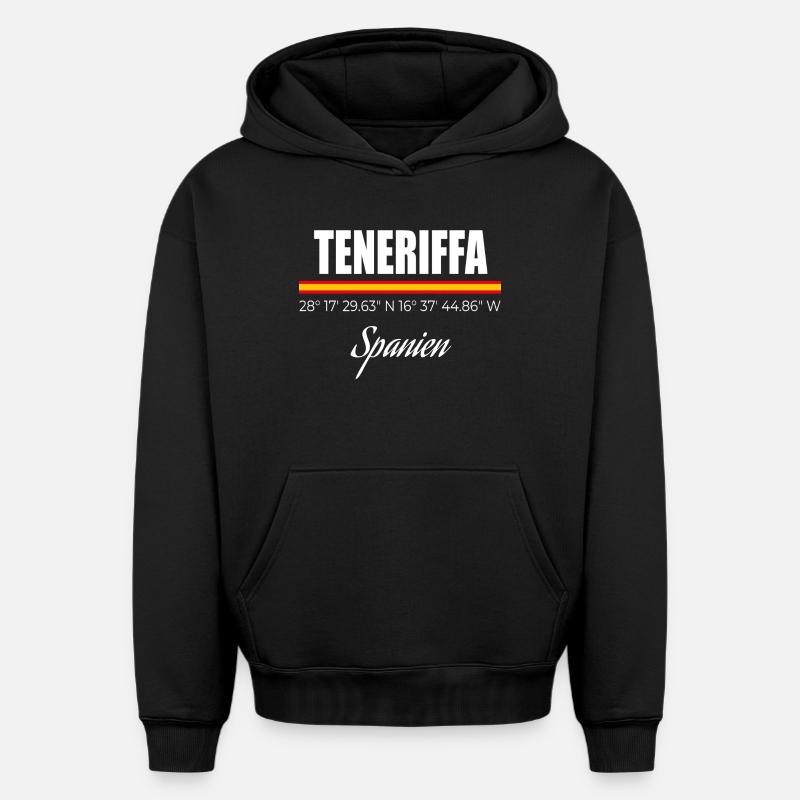 Ténérife - Sweat à capuche unisexe oversize épais SPREAD - noir