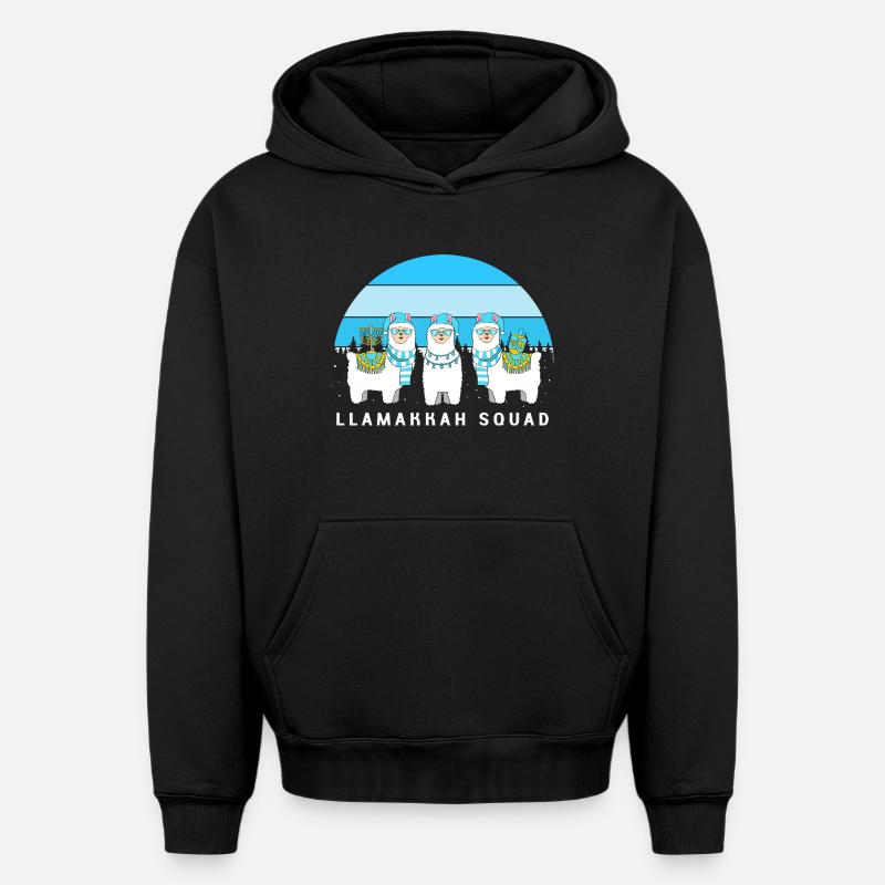 Hanoukka Hanoukka Hanoucca - Sweat à capuche unisexe oversize épais SPREAD - noir