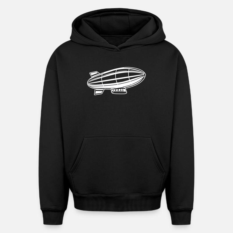 Silhouette de dirigeable Zeppelin - Sweat à capuche unisexe oversize épais SPREAD - noir