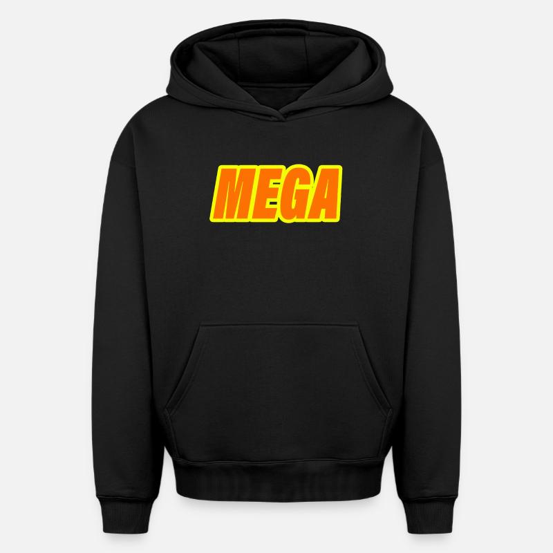 méga - Sweat à capuche unisexe oversize épais SPREAD - noir