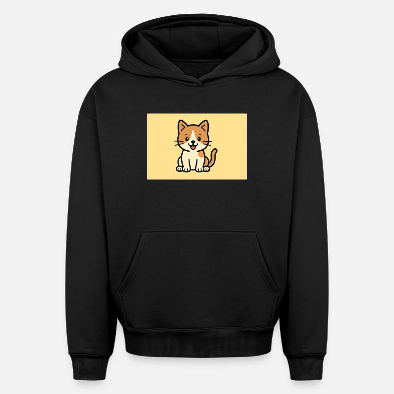 Chat - Sweat à capuche unisexe oversize épais SPREAD - noir