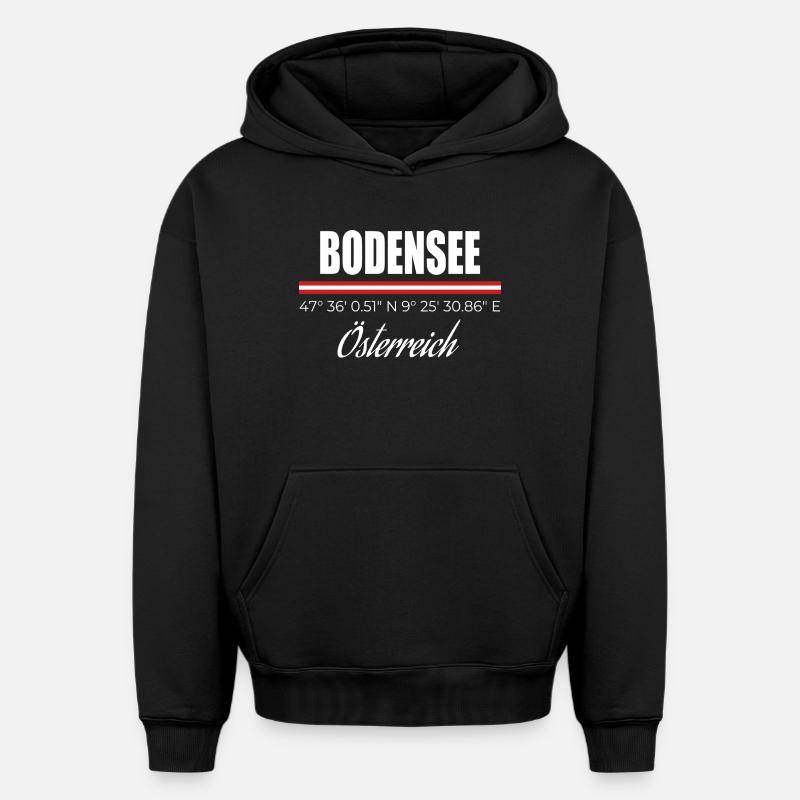 Lac de Constance - Sweat à capuche unisexe oversize épais SPREAD - noir